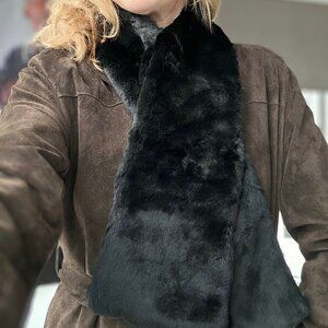 Recycled fur pull through scarf